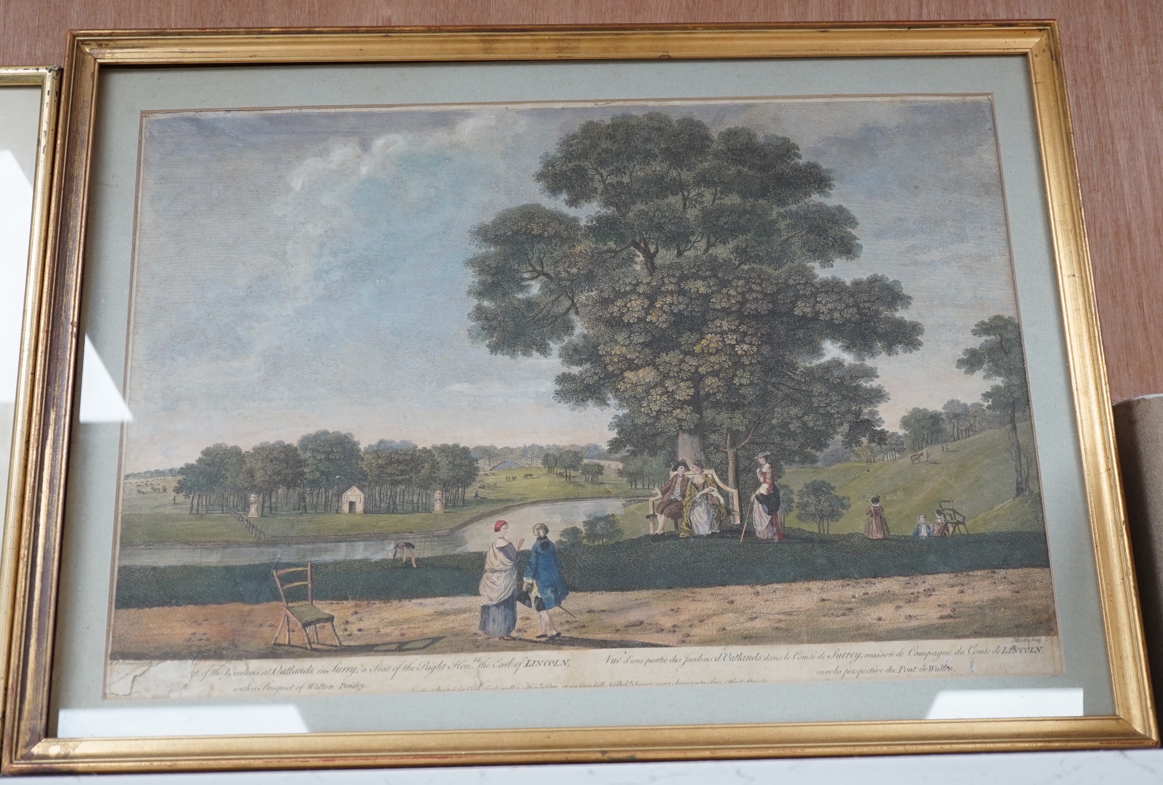 Three 18th / 19th century hand coloured engravings including The Royal Palace of St James's, London, printed for Bowles & Carver, and the Royal Palace of Hampton Court, largest 52 x 36cm